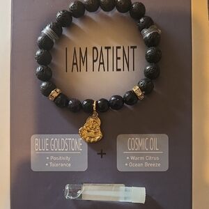 Blue Goldstone Bracelet with Buddha Charm